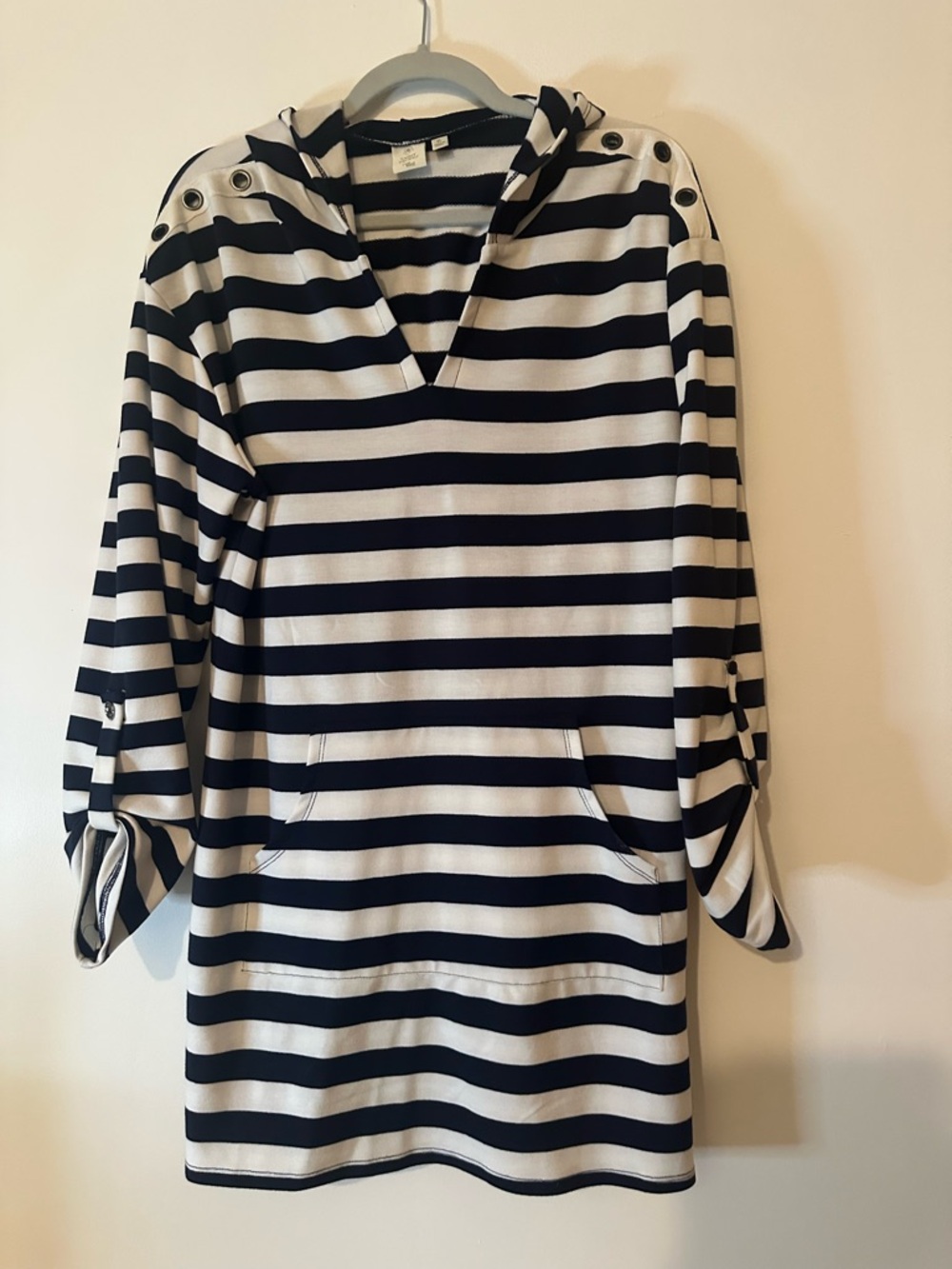 Saint Tropez West Navy and White Striped Hooded Tunic